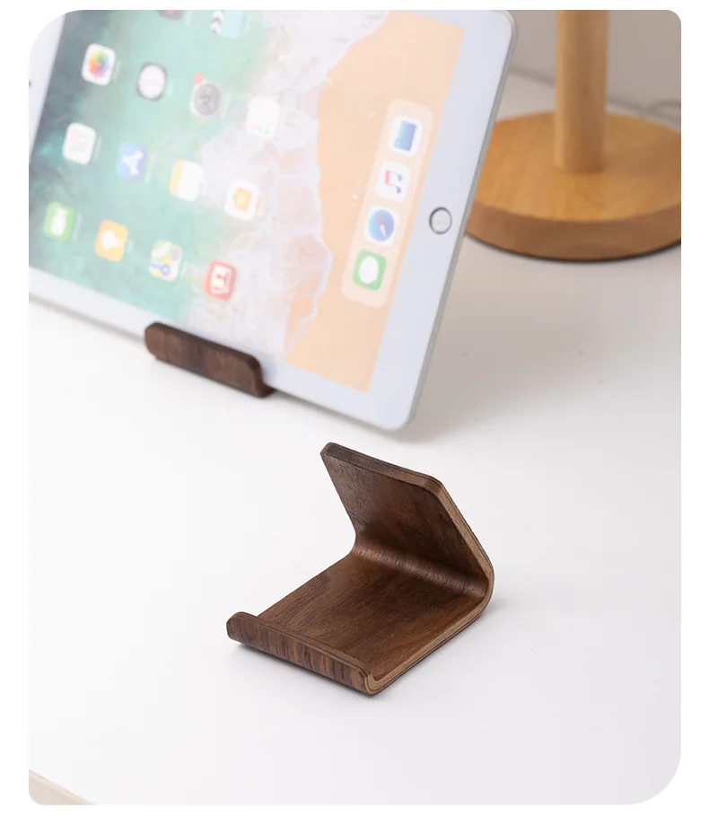 Multifunctional Solid Wood Phone Holder Front Desk Business Card Display Rack Creative Home Office Desktop Decoration view 4