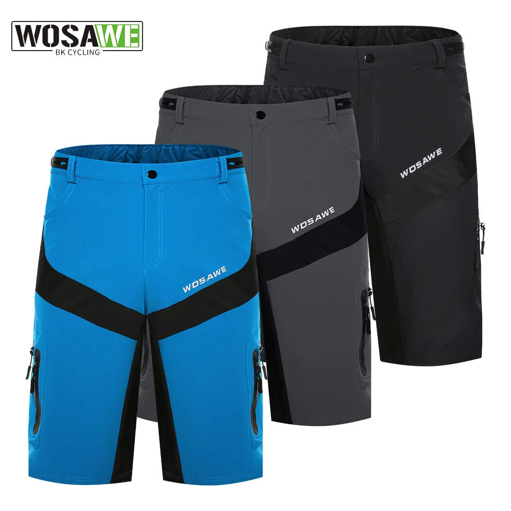 WOSAWE Men Cycling Shorts Summer Breathable Coolmax Pants Loose-fit Short Pant MTB Shorts Wear Tights For Running Bicycle Bike