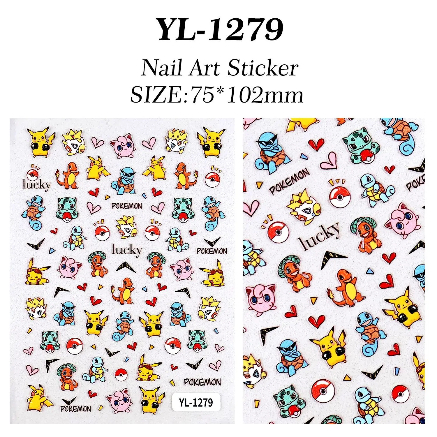 

Hot Sale Viral Japanese Kawaii Keroppi & Pokemon Embossed Nail Art Stickers Self-Adhesive DIY Nail Decor Gift for Anime Fans