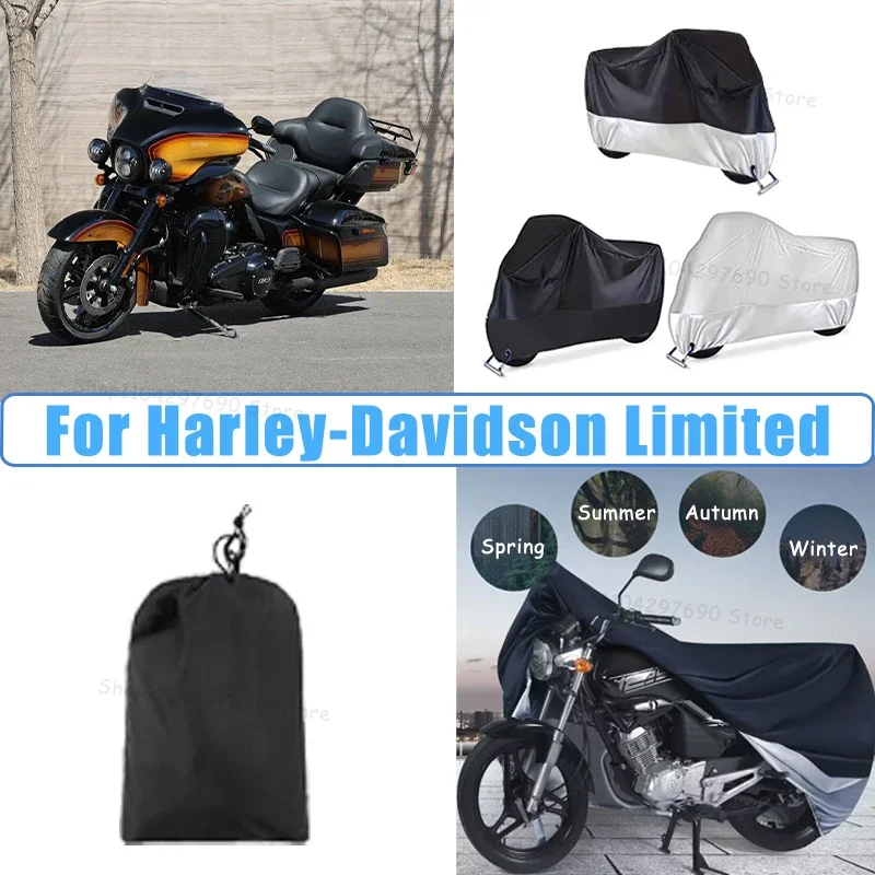 210D Oxford Motorcycle Cover Waterproof All Season UV Protection For Harley-Davidson Limited Anti-Tear Windproof Motorbike Cover