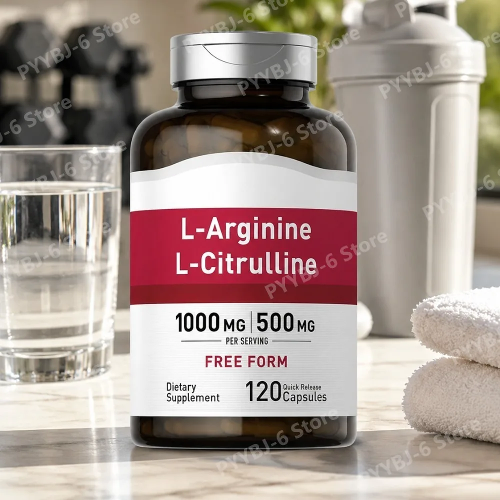 L-Arginine L-Citrulline Capsules 1000mg/500mg Free Form Amino Acid Supplement for Fitness Support & Active Lifestyle, 120 Ct