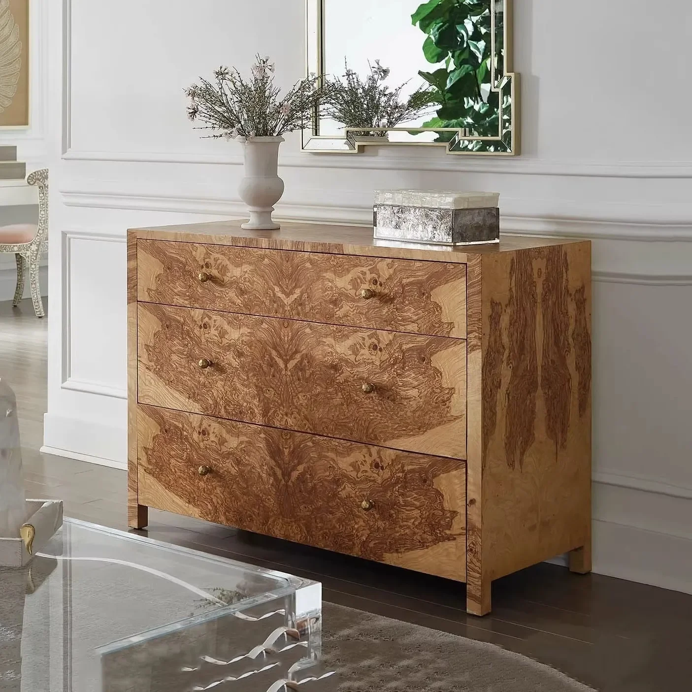Medieval style tree tumor bark solid wood bucket cabinet  retro living room home storage cabinet bedroom locker