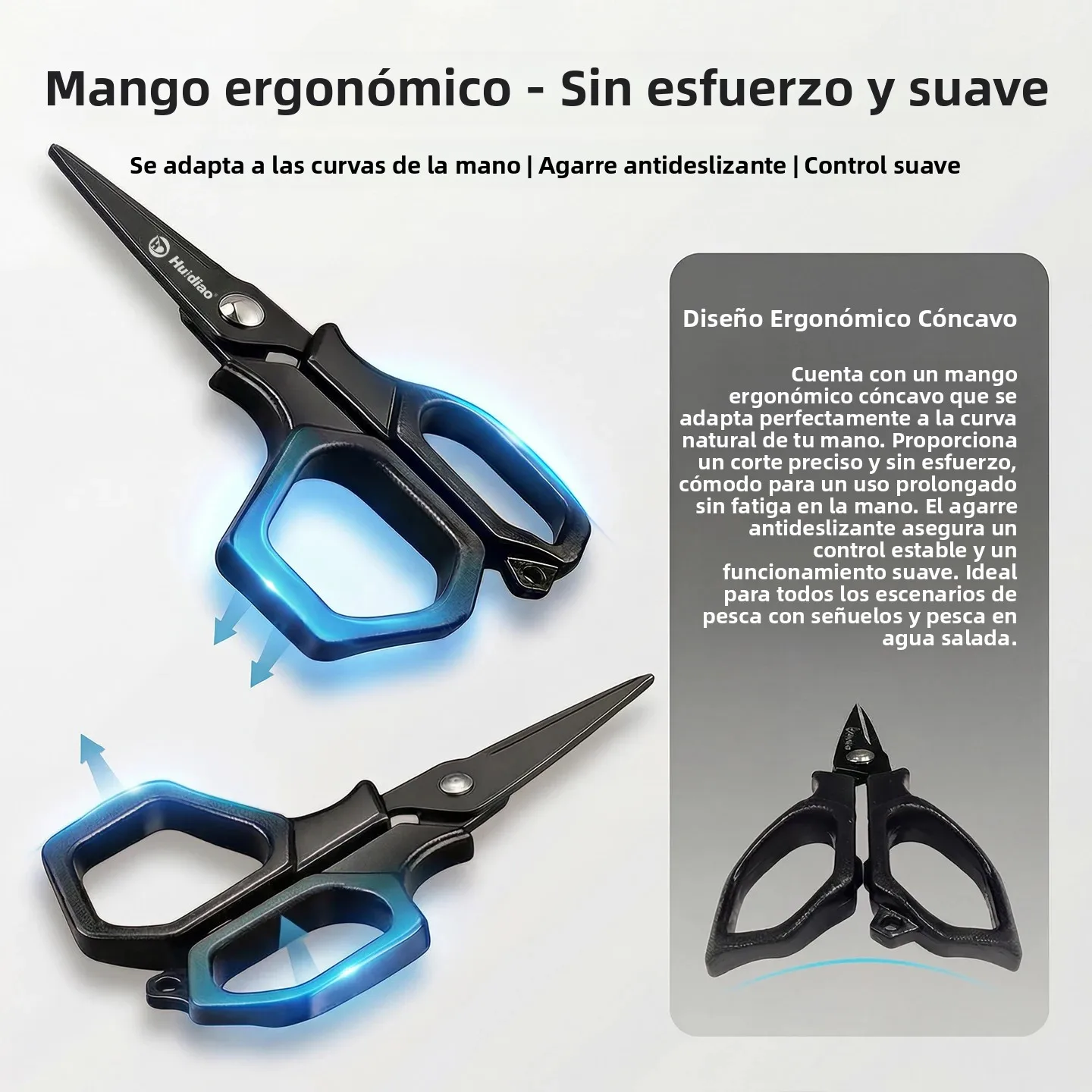 Tijeras de pesca Huidiao – Inox con titanio, cortador PE y pinza - imagen 4