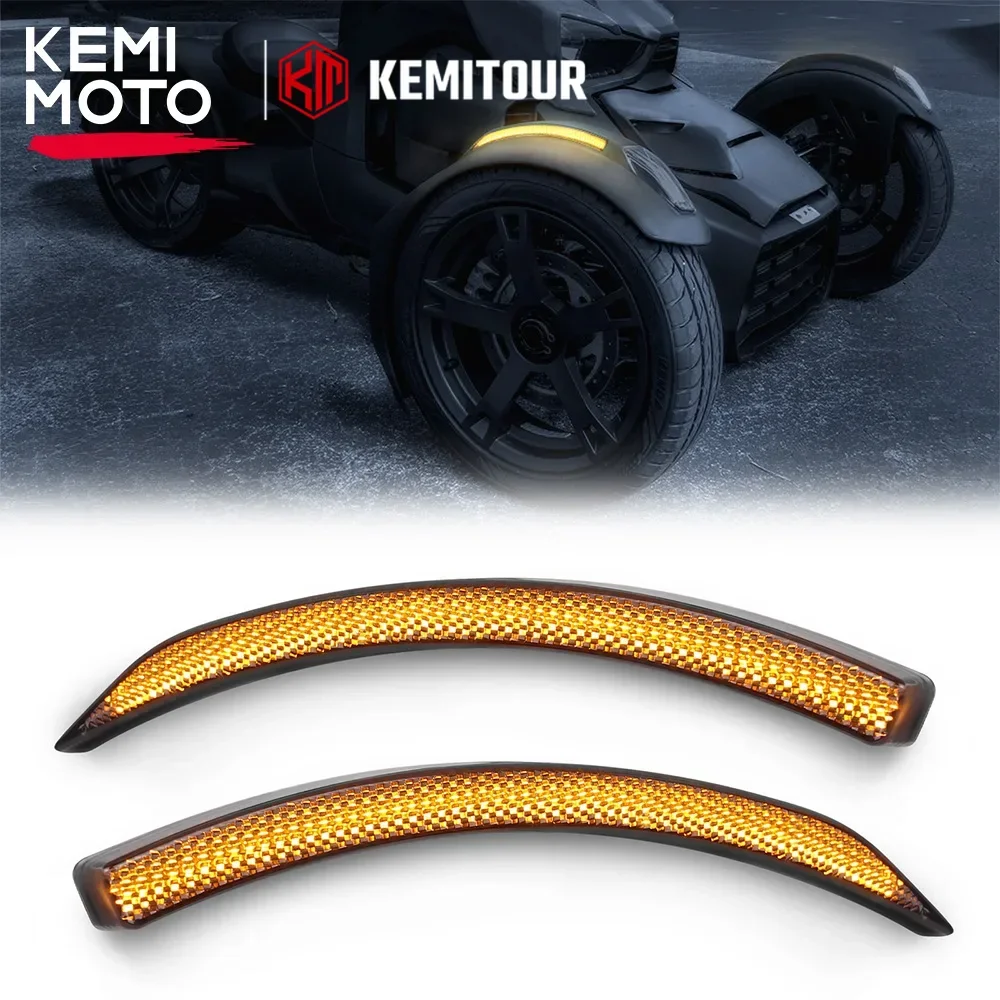 

KEMIMOTO ON-ROAD Smoked Black LED Front Fender Lights Kit Yellow Turn Signal Lamp for Can-Am Ryker 600 900 Ryker Rally 2019+