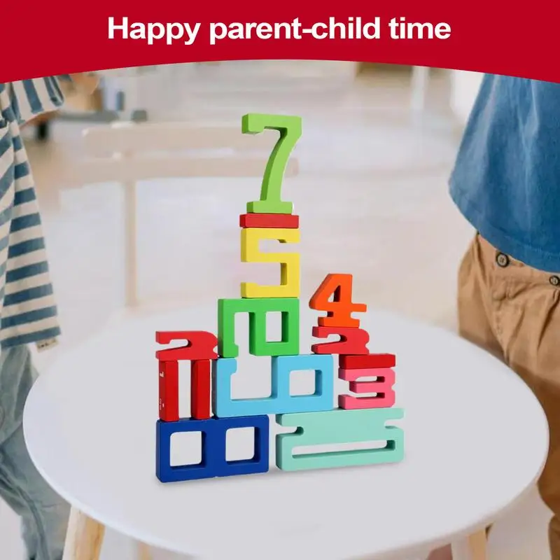 Digit Blocks 1-10 Numbers Wooden Stacking Block Learning Activities for Fine Motor Skills Counting Toy for Kids Aged 3