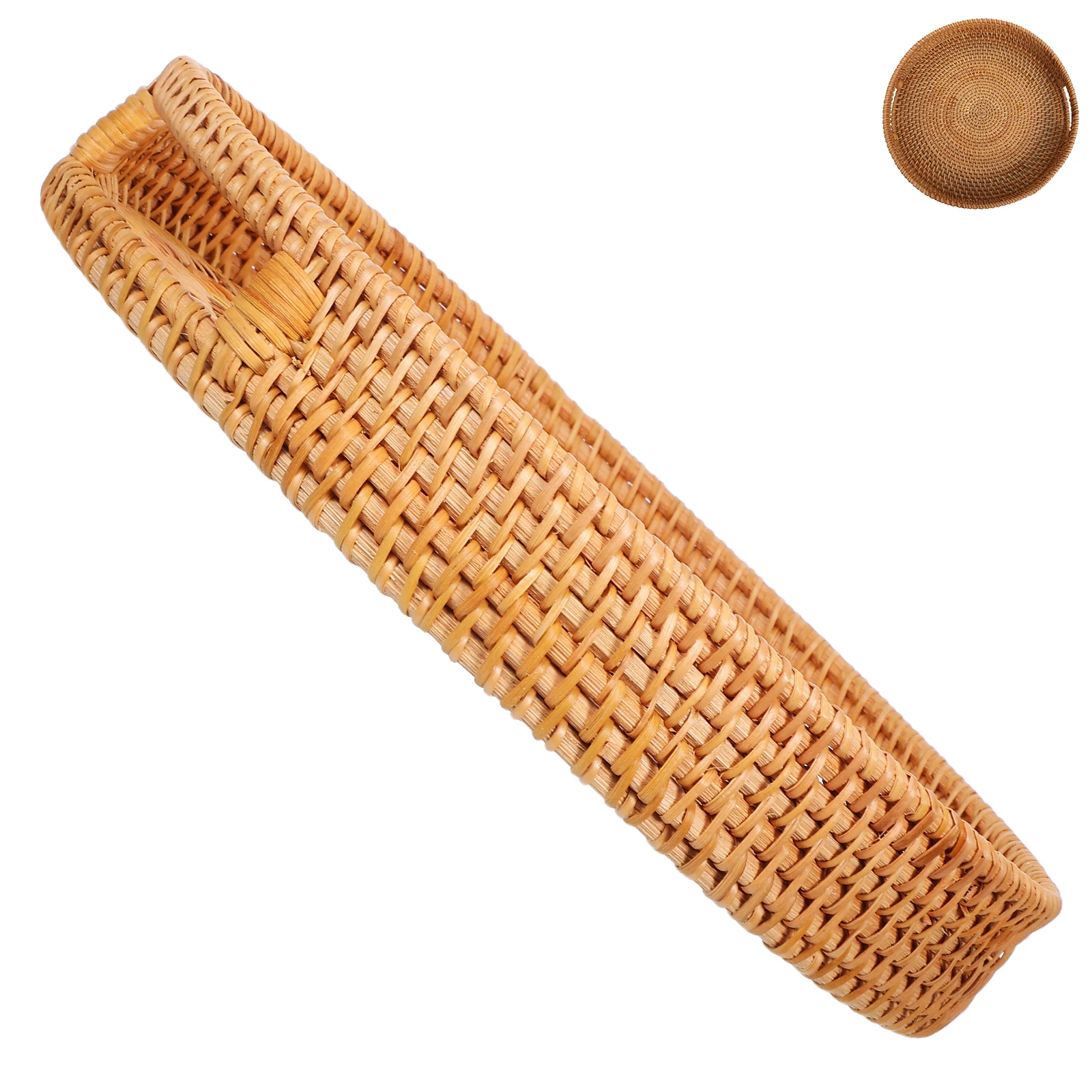 

Round Rattan Tray 14-Inch Handwoven Spacious Design Fruits Snacks Beverages Serving Tray Rustic Charm Round Serving Trays