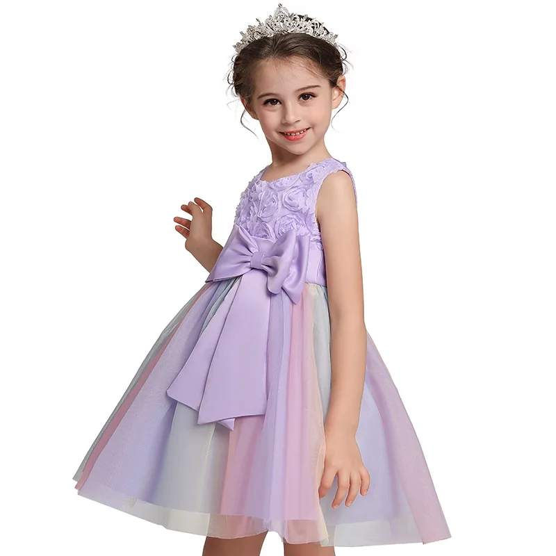 2-10 Years kids Formal Princess Dress Girl Elegant Birthday Party Sleeveless Flowers Dresses Christmas Clothes