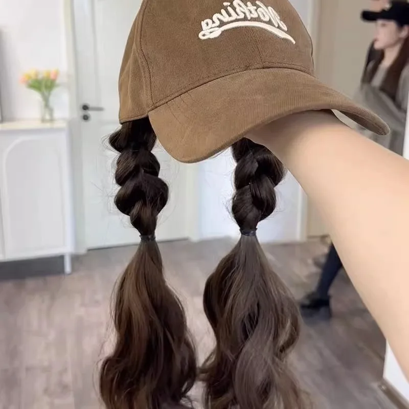 

Larger Version Sheepskin Curling Wig Hat Full Head Cover High Temperature Fiber Machine Made Long Hair Fashion for Woman