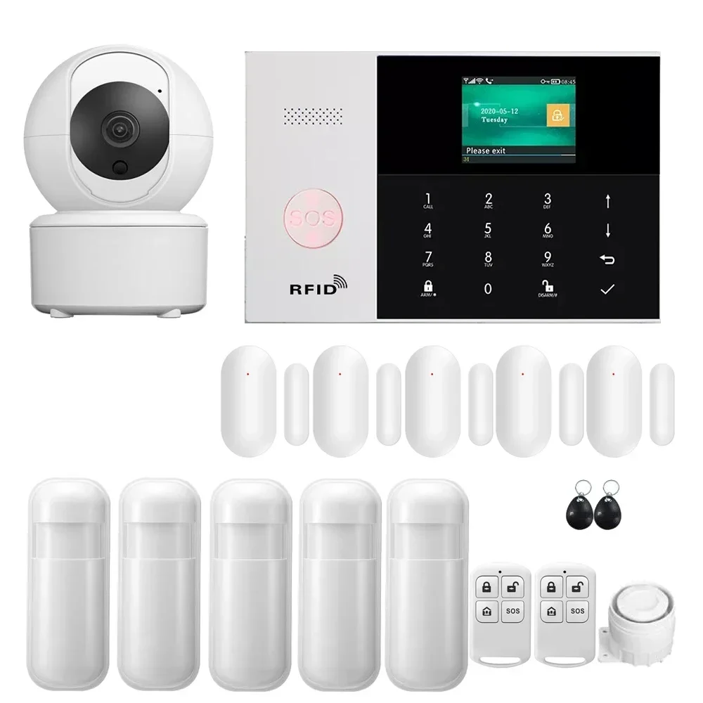 Tuya Smart WIFI GSM Security Alarm System Works with Alexa Home Burglar Motion Detector Smoke Door Window Sensor IP Camera