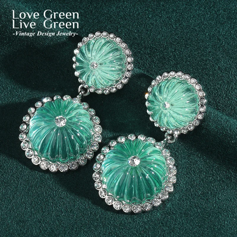 

Vintage Blue Pumpkin Glass Drop Earring Natural Stone Transparent Jewelry For Woman Designer Luxury Wedding Christmas 2025 New