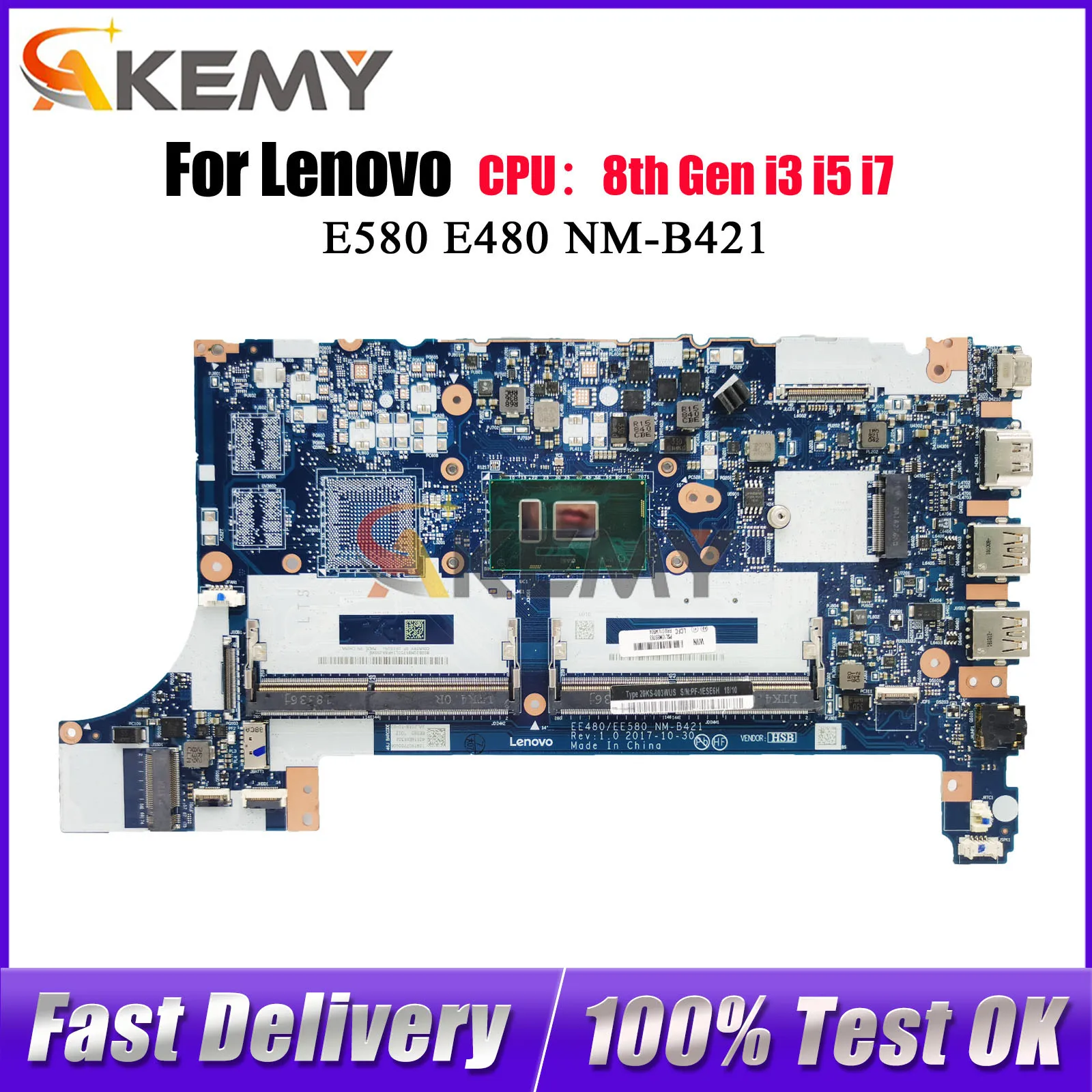 레노버 씽크패드 E480 E580 NM-B421 노트북 마더보드(i3 i5 i7 CPU 포함) UMA 100% 테스트 완료 OK