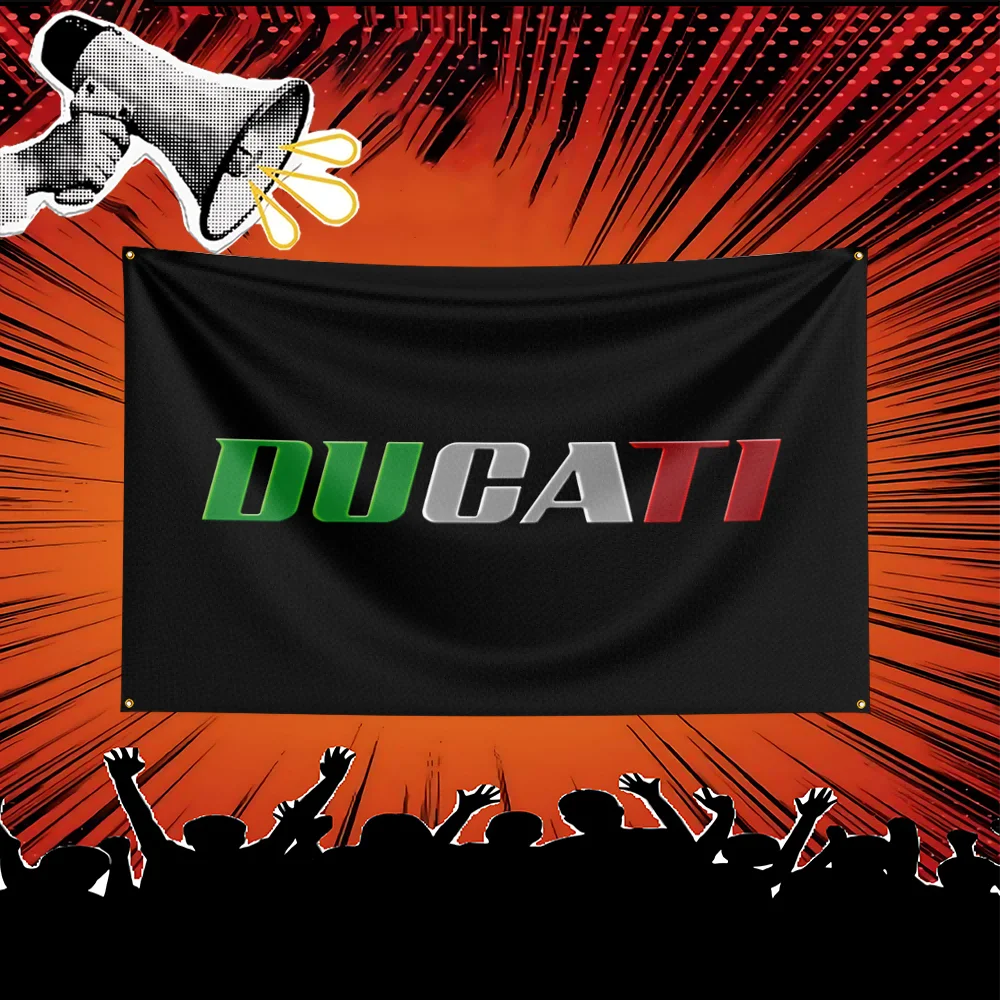 Ducati Motorcycle Flag 3x5 FT Polyester Banner For Garage Man Cave Wall Decor Biker Gift