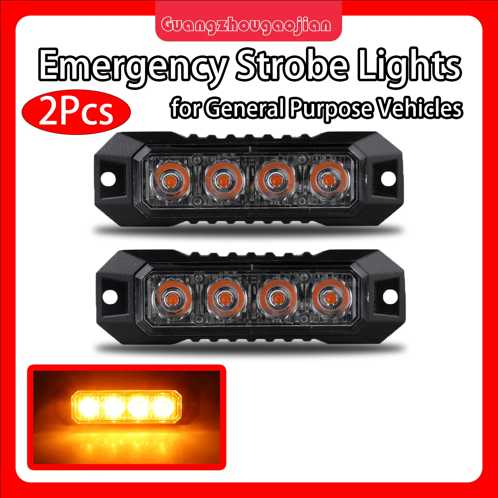 

2Pcs 4LED High Quality Emergency Grille Light with Strobe Function for Cars Have Multiple Modes Enhance Driving Safety and Style