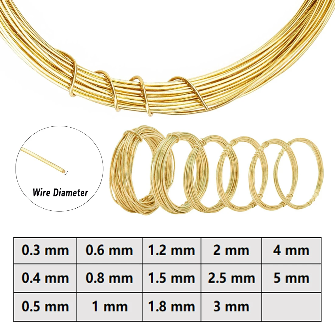 Solid Brass  Soft Brass round Wire  Brass Wire Brass Metal Wire 0.3mm ~ 5mm For DIY Jewelry Making Craft
