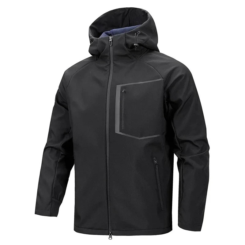 

Men's Hooded Softshell Jacket, Waterproof Windproof Breathable Outdoor Coat with Multi-Pockets, Loose Fit Drying Sports