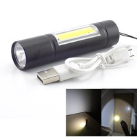 USB Work Built Cable Flashlight for USB Battery in LED Lamp with Camping Hiking Torch Torch Light Portable COB LED Mini