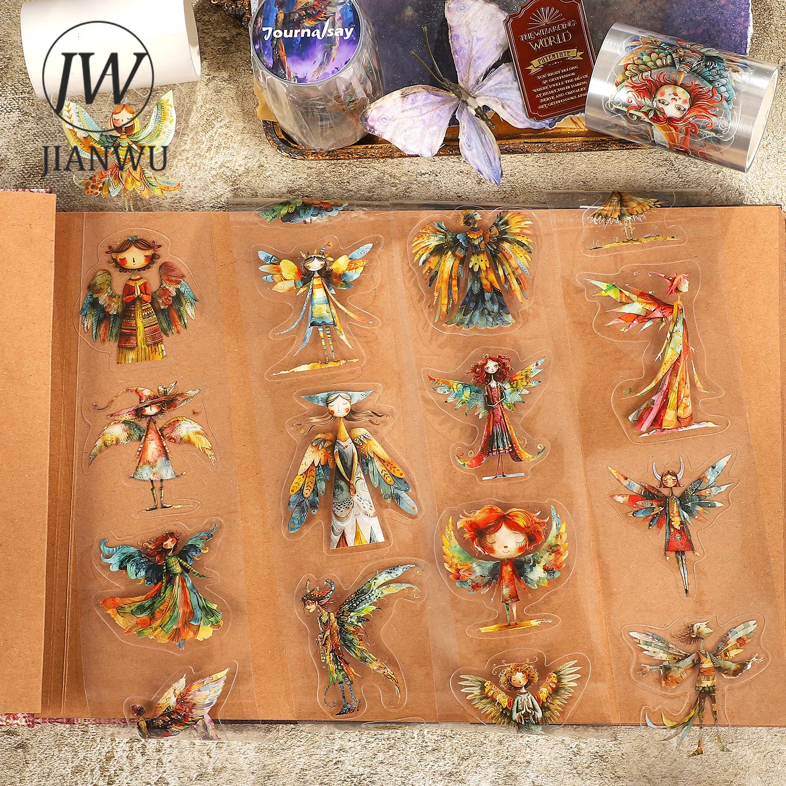 JIANWU 60mm*200cm Vintage Quiry Angel Character Landscape Material Collage Scrapbooking PET Tape Creative DIY Journal Stationery