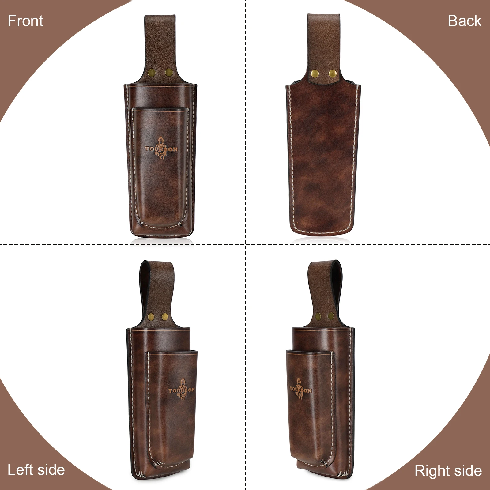 Tourbon 2-in-1 Leather Garden Tool Holster for Pruning Shears&Folding Saw Open Top Design w/ 2