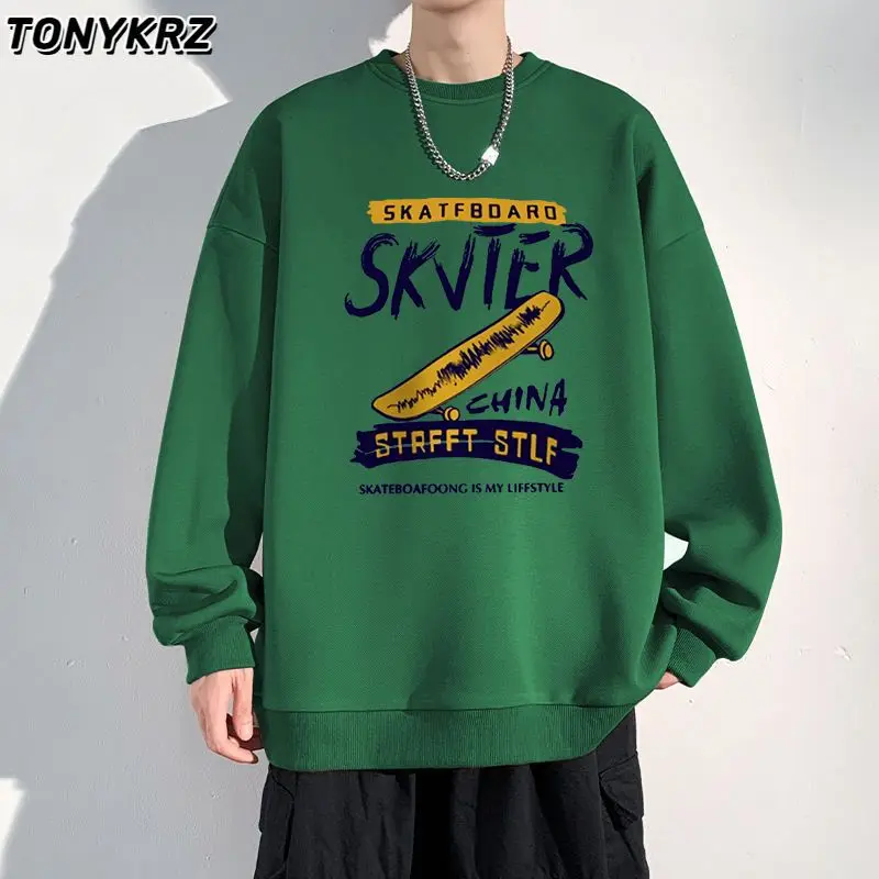 

Round Neck Sweatshirt for Men American Retro Trendy Brand Couple's Inner Layer Long Sleeved Base No Hat Top