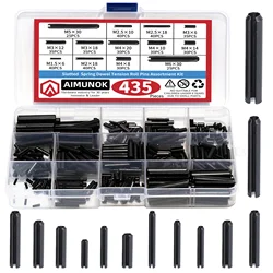 435Pcs Carbon Steel Galvanized Slotted Spring Pin Assortment Kit - Elastic Cylindrical Cotter Pins Set for Multifunctional Use