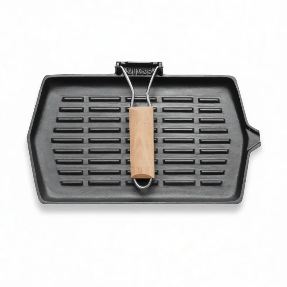 Square Cast Iron Grill Pan Steak Searing Skillet Foldable Handle Nonstick Griddle Pan Home Kitchen Cooking Tools