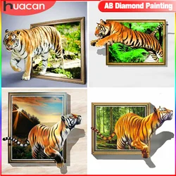 HUACAN DIY Animal Diamond Painting Rhinestones Full Square Round 5D Embroidery Tiger Mosaic Set Home Decor Gift