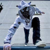 Y2k Men Clothing Harajuku Zipper Hoodie 2023 New Oversized Sweatshirt Street Clothes Hoodie Spider Web Printed Gothic Jacket Top