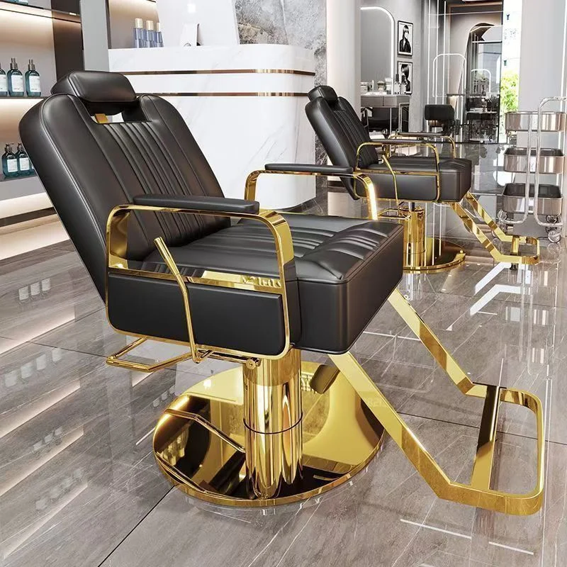 Salon Furniture Barber Shop Metal Material Chair with Height Adjustable Seat & Reclining Perm Salon Special Haircut Chair