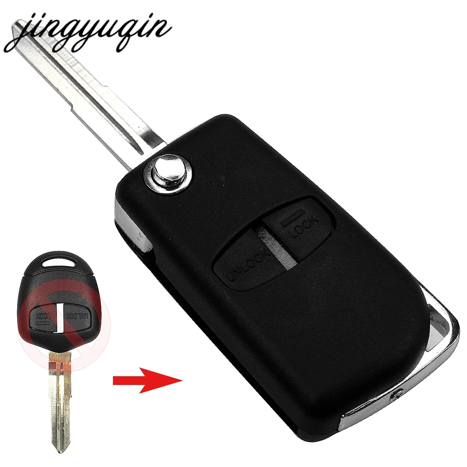 jingyuqin 10pcs Modified Flip Car Key Case For Mitsubishi Pajero Sport Outlander Grandis LANCER-EX ASX 2/3BTN Remote Fob Shell