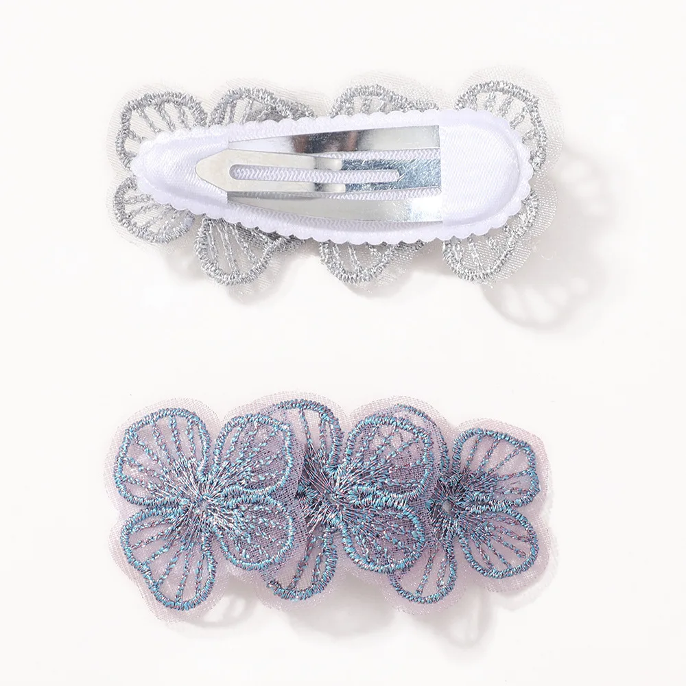 50 PCS/Lot, Lace Embroidery Flower Snap Clips For Baby Girls Lovely Flower Hairpins Kids Girls Hair Accessories