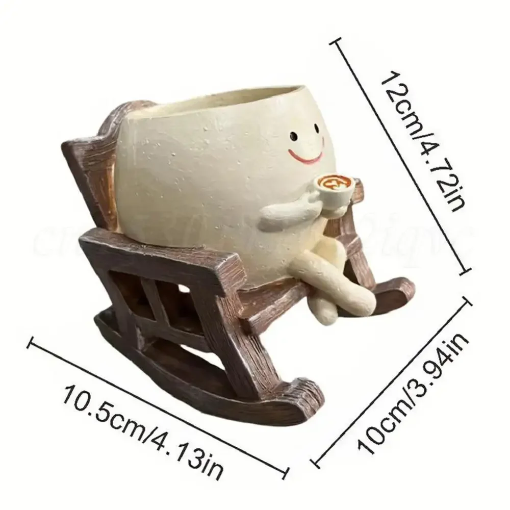 كرسي هزاز زارع زهور من الراتنج ، ابتسامة وجه ، وعاء عصاري ، مستلزمات حدائق ، جديد #6