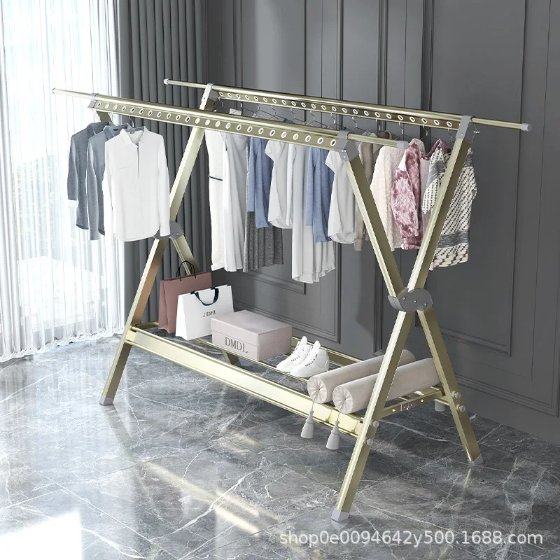[Multi-specification color customization] Aluminum alloy folding floor drying rack indoor and outdoor cool clothes drying
