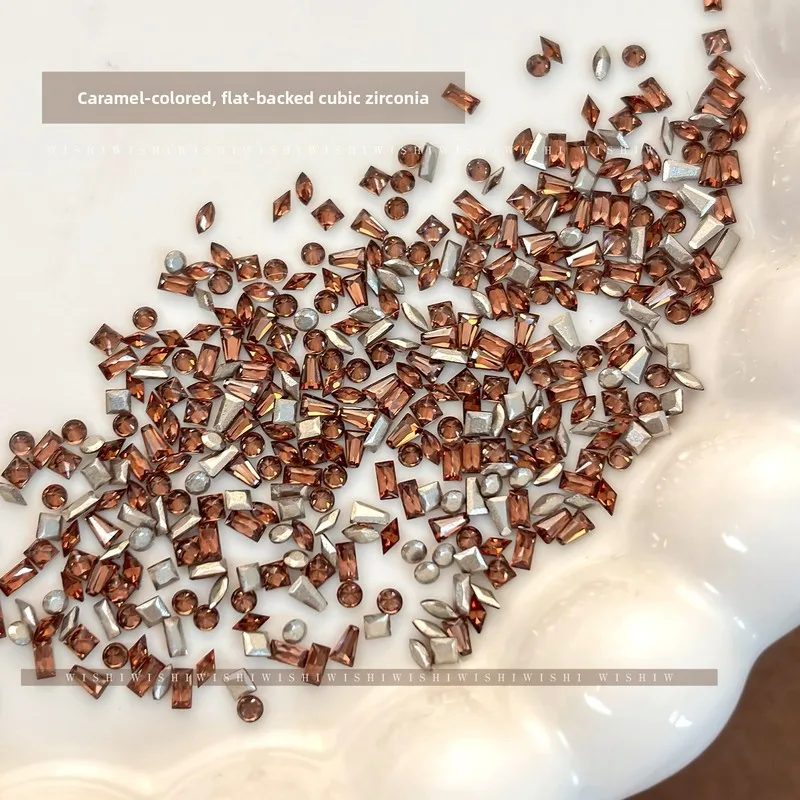 LYLE 50pcs Zircon Nail Rhinestones Mixed Pack Super Sparkly Mini Marquise Trapezoid Piled Autumn Winter Nail Art Decorations