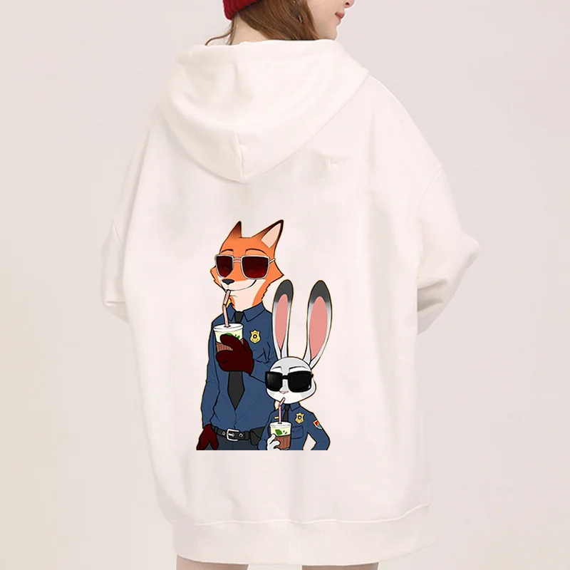 Disney Zootopia Judy Nick Men Women Hoodies Casual Hip Hop Streetwear Long Sleeves Sweatshirts Boys Girls Autumn Tops Coats