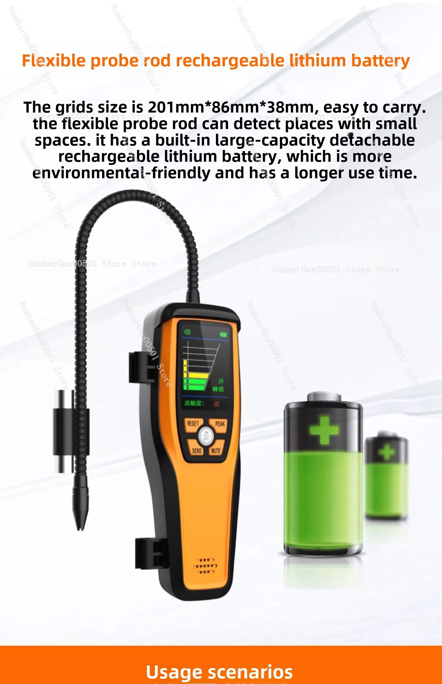 Sensitive Portable Rechargeable Refrigerant Gas Leak Detector Elitech ILD-200