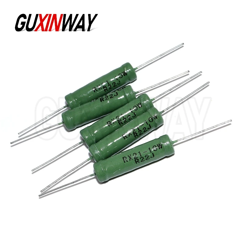 5pcs RX21 10W Wire Wound Resistance 5% 1R 10R 100R 1K 10K 12K 15K 18R 20R 22R 24R 27R 30R 33R 36R Resistor