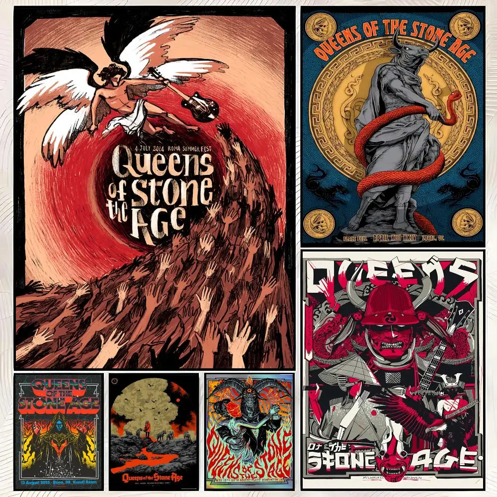 Rock Band Q-Queens Of The Stone Age  Poster Vintage PP Paper Wall Art Home Decor Print for Bedroom Living Room Aesthetic Gift
