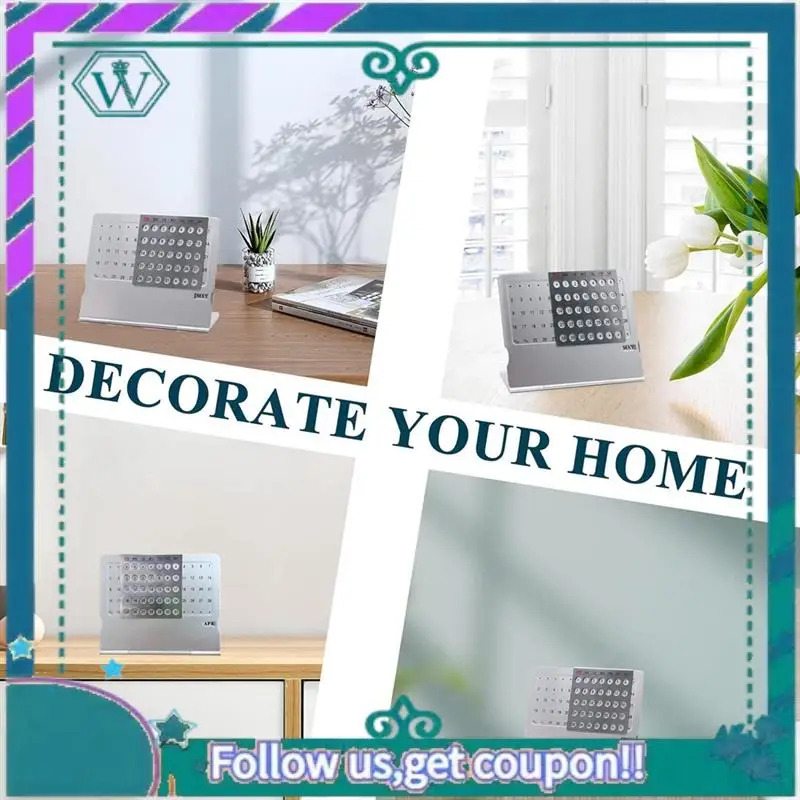 A75Q-2Pack Mini Desk Calendar, Creative-Aluminum Alloy Perpetual Calendar, Adjustable Small Standing Monthly Desktop Calendar