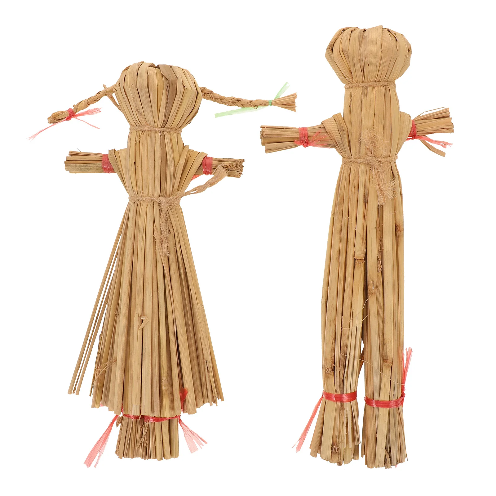 

2Pcs Thanksgiving Outdoor Scarecrow Figurines Handwoven 18cm Rustic Fall Harvest Porch Decorations Miniature People Figures