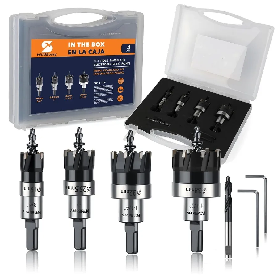 كربيد هول المنشار عدة للمعادن TCT هول المنشار مجموعة لقمة مثقاب ثقب القاطع عدة للفولاذ المقاوم للصدأ 4 قطعة 3 4 إلى 11 2 مثالية للدقة