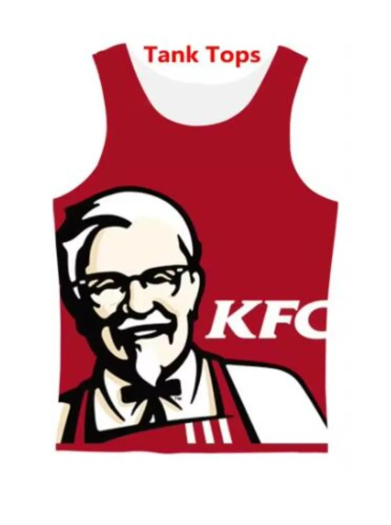

New 3D Printing Funny KFC Kentucky Fried Chicken Tank Top Fashion Men Women Tracksuits Crewneck Hip Hop Vest