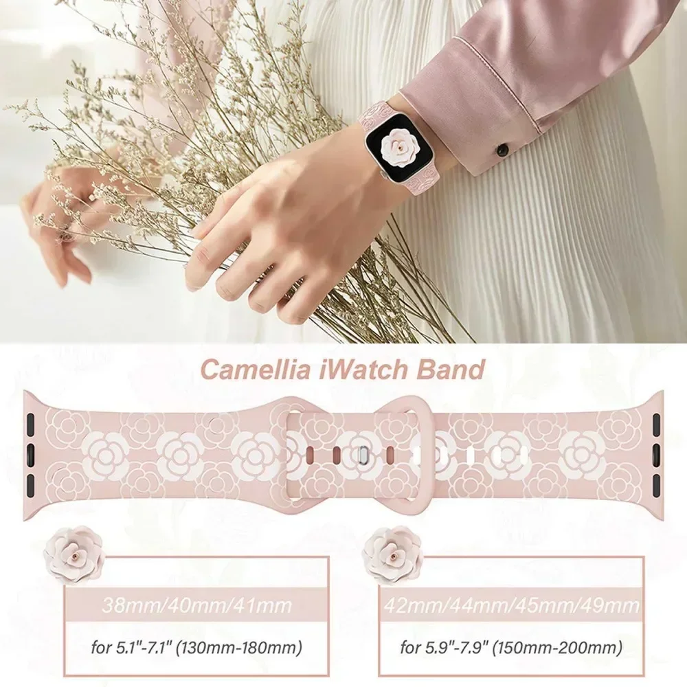 Cinturino in Silicone morbido da donna per Apple Watch Series 9 8 7 41mm 45mm 3 2 38mm 42mm cinturino inciso per iwatch 6 5 4 Se 40mm 44mm 49mm
