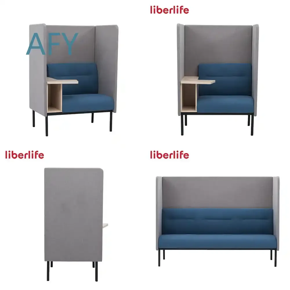 for Luxury Waiting Rooms Meeting Pod for High Partition Back Soundproof Private Reception Lounge Office Sofa With Bookshelf