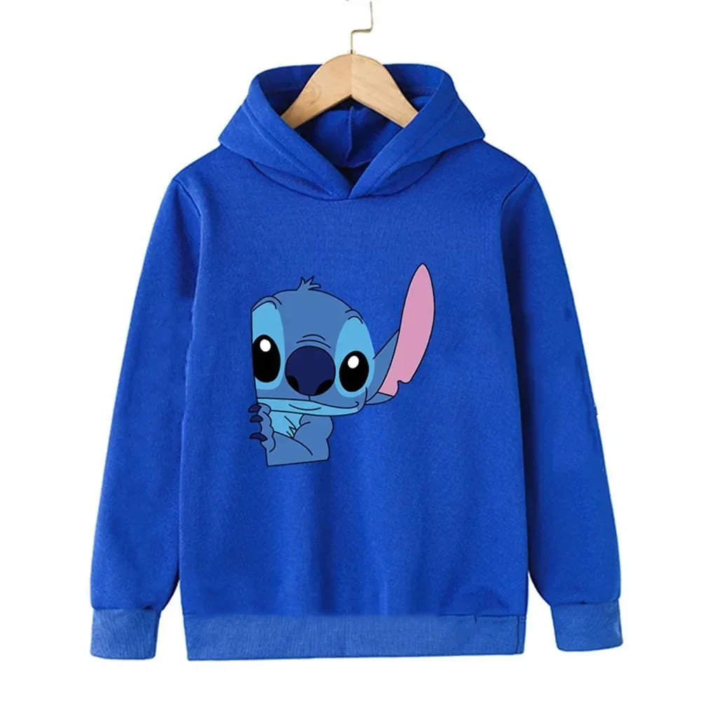 Disney Stitch Kawaii Printed Children's Clothing 3-14 Years Old Boys and Girls Clothing Street Casual Sports Warm Sweaters