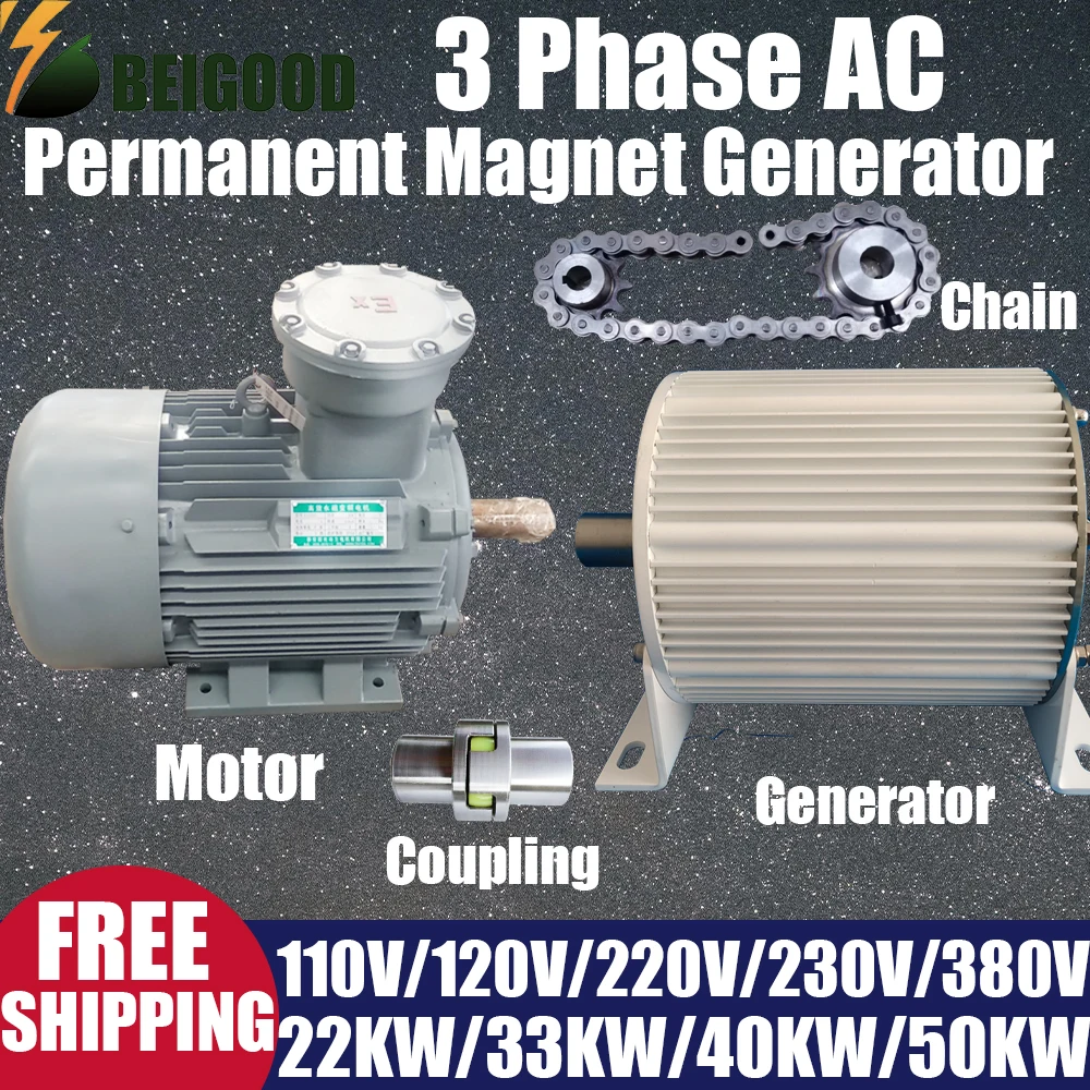 New Energy Engine Motor Wind Generator Water Turbine Low Speed 40KW 12V 24V 48V 220V 380V Gearless Permanent Magnet Generator