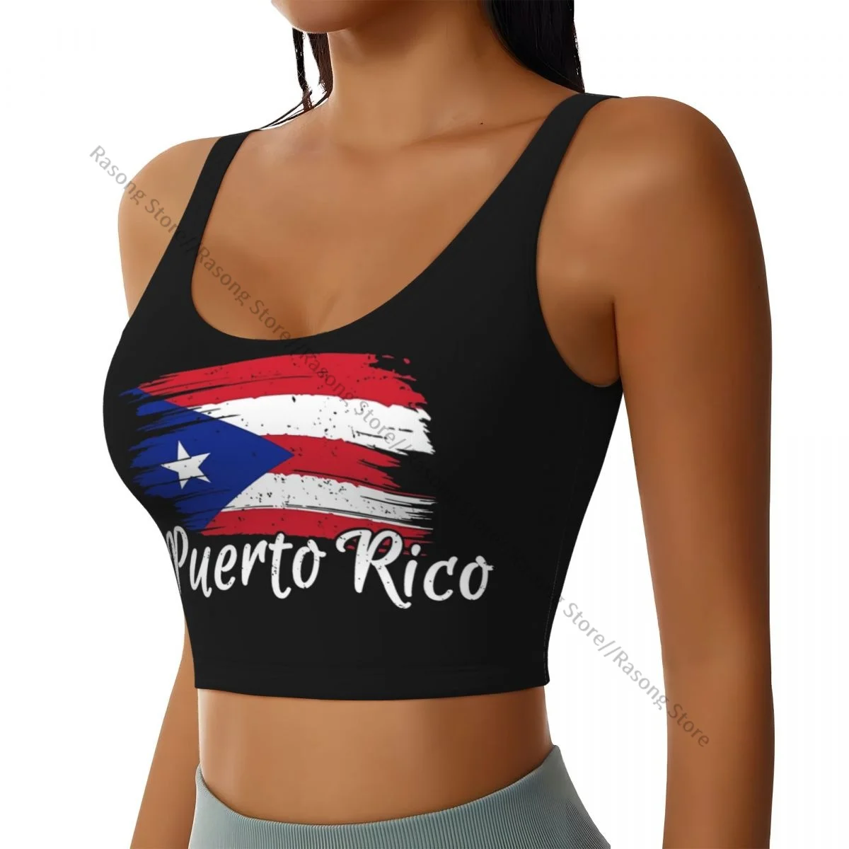 Women Sexy Sports Vest Puerto Rico Flag Female Streetwear Sport Lingerie Tee Crop Top