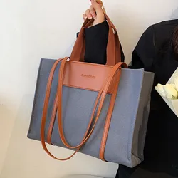 Hohe Qualität Leinwand Mit Leder Frauen Taschen Große Schulter Taschen Für Frauen 2022 Große Kapazität Damen Handtaschen Geldbörsen Shopper Tasche