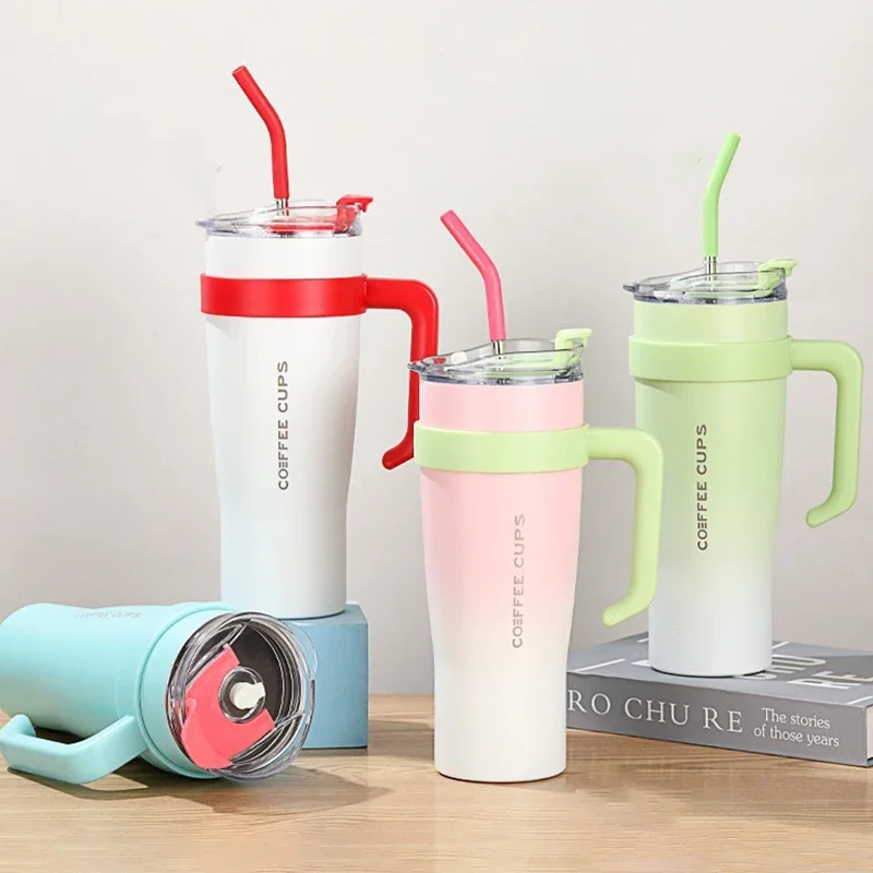 1200ML Double Layer Handle Ice Bar Cup 304 Stainless Steel Vacuum Insulated Car Travel Mug Large Capacity Thermal Tumbler