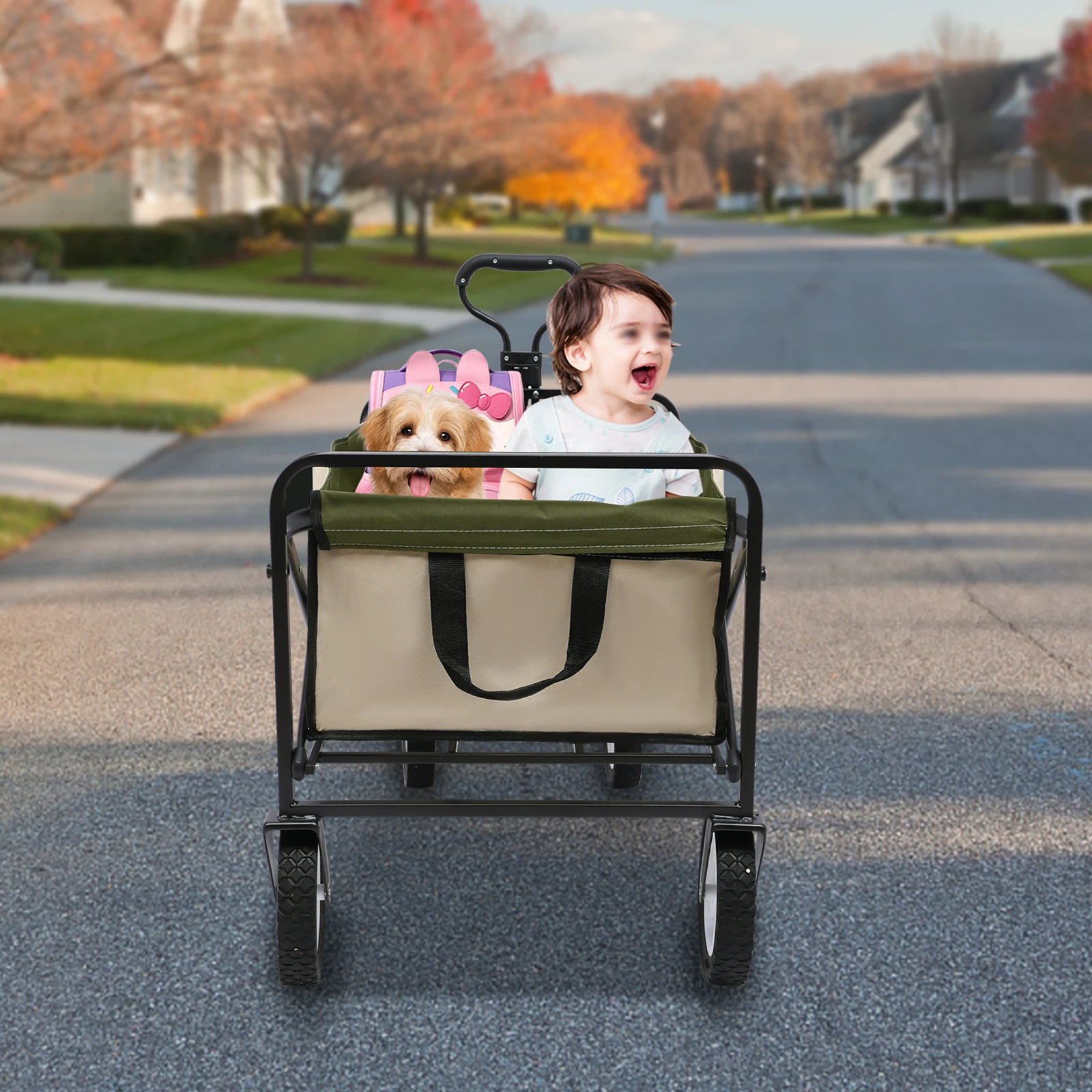 Folding Beach Outdoor Wagon Cart Collapsible Utility Garden Shopping Cart 220LB