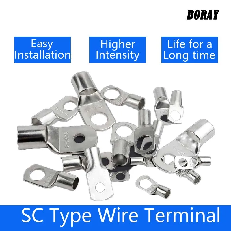 5PCS 10PCS SC185-10-SC300-20 Professional SC Type Copper Terminal Bare Battery Block Lugs Hole ID Crimp Connector